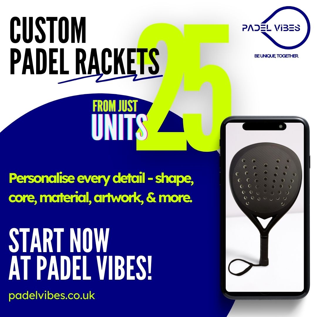PadelVibes's tweet photo. 🚀 Dreaming of branded padel rackets but discouraged by high MOQs?
At Padel Vibes, start with just 25 rackets per batch! 🏆
Visit our site for a quote today! 🌐👉https://t.co/NKjS15RYCS
#PadelVibes #CustomPadel #PadelUK #SportsInnovation #PadelRackets https://t.co/u7UjZsGcDS