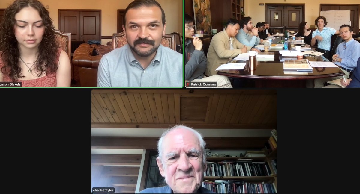 Charles Taylor summer seminar amazingly peaked in a one-hour collective act of interviewing the man himself together with my students. We asked on topics across the whole range of his philosophical development. An amazingly generous &amp; perceptive human

<a href="/LC_Institute/">Lumen Christi Institute</a> <a href="/theNovaForum/">Nova Forum at USC</a>