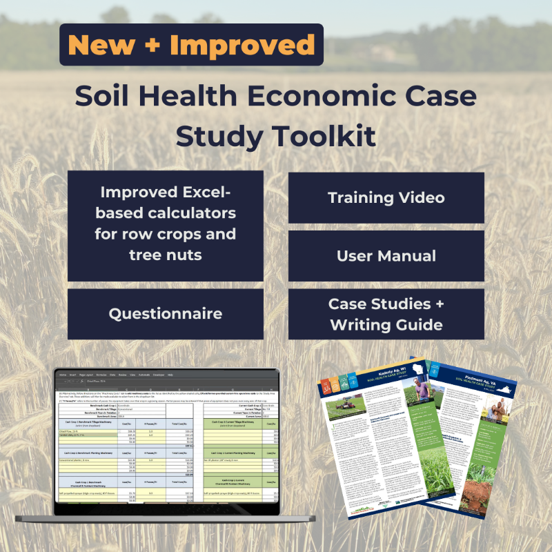 Farmland's tweet photo. Check out our IMPROVED Soil Health Economic Case Study Toolkit! With this Toolkit you’ll be able to analyze field operations of “#soilhealth successful” #rowcrop or #treenut producers to estimate the changes in costs and benefits with adoption of 1 or more soil health practices.