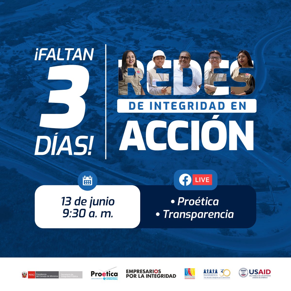 CIPCAPIURAPERU's tweet image. Solo faltan 3 días para el evento #RedesDeIntegridadEnAcción. Participa y conoce a actores sociales y aliados en la lucha por mejores obras públicas con integridad.
📅 Jue. 13/06 | 9:30 a. m.
🔴 FB Live | @ACTransparencia y @ProeticaPeru