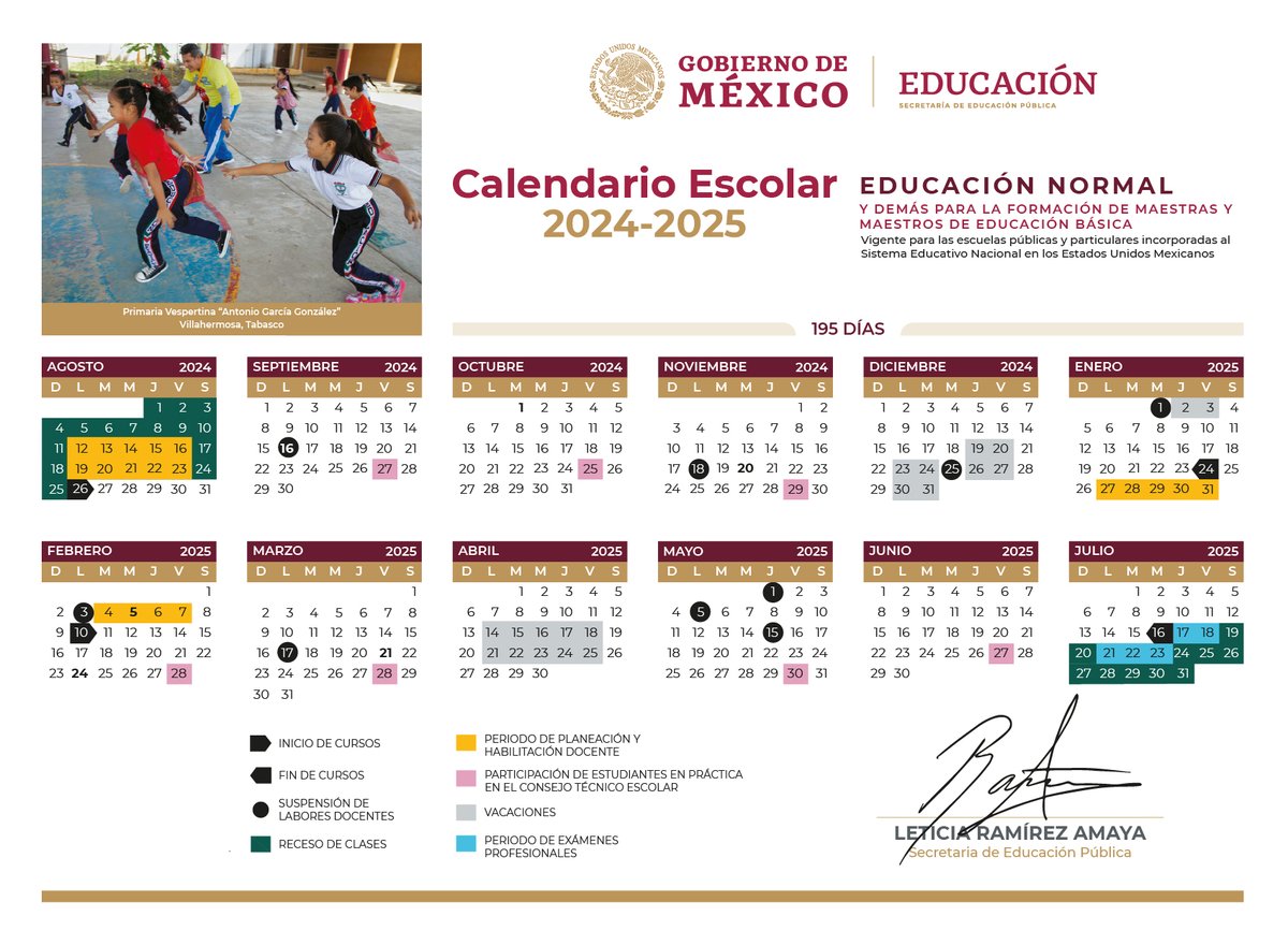 SEP_mx's tweet image. #SEPInforma🗞️

Publicamos en el @DOF_SEGOB el Calendario Escolar 2024-2025 de 190 días para #EducaciónBásica, vigente para escuelas públicas y particulares, así como el calendario de 195 días para Educación Normal y para la formación de docentes de este nivel educativo. 🗓️🏫🇲🇽…