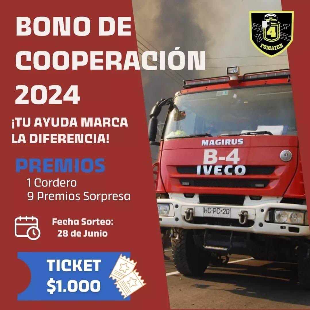 👨🏻‍🚒👩🏻‍🚒 ATENCIÓN: Aún estás a tiempo de cooperar con el Bono de Cooperación 2024 de la <a href="/CuartaPomaire/">CuartaPomaire</a>.

Cuerpo de Bomberos de Melipilla. Abnegación y disciplina 👨🏻‍🚒👩🏻‍🚒