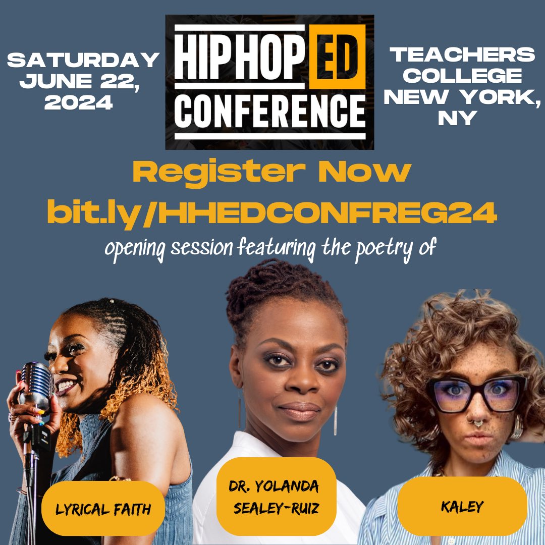TheRealHipHopEd's tweet photo. Look who’s coming to the #HipHopEd conference and will bless the space. More to come, make sure you’re in the house https://t.co/pXfUdPMwpE @byLyricalFaith @_CrystalMWatson @kaleyy__ https://t.co/PUflRjLLlC