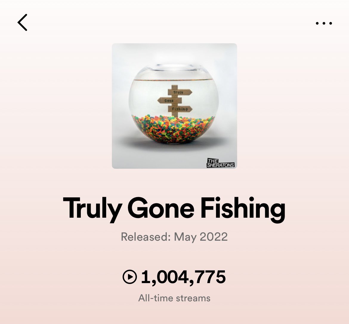 The Sheratons (@thesheratonsuk) on Twitter photo ‼️ 1 MILLION STREAMS ‼️
Our debut EP Truly Gone Fishing has now collectively gained 1 Million streams 🤯
Thanks to everyone for their support when this dropped particularly @jerichokeys, <a href="/JohnKennedy/">John Kennedy</a> and <a href="/This_Feeling/">This Feeling</a> ❤️
Produced with <a href="/SugarHouseUK/">Sugar House</a>/ Engineered <a href="/Tayte_Nickols/">Tayte Nickols</a> ‼️ 1 MILLION STREAMS ‼️
Our debut EP Truly Gone Fishing has now collectively gained 1 Million streams 🤯
Thanks to everyone for their support when this dropped particularly @jerichokeys, <a href="/JohnKennedy/">John Kennedy</a> and <a href="/This_Feeling/">This Feeling</a> ❤️
Produced with <a href="/SugarHouseUK/">Sugar House</a>/ Engineered <a href="/Tayte_Nickols/">Tayte Nickols</a>