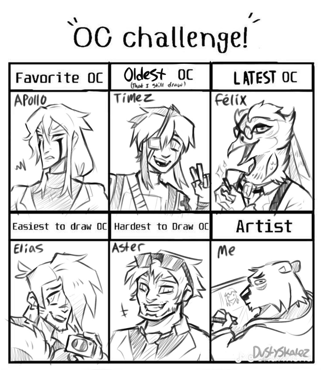 DustySkalez's tweet photo. Art challenge thingy, I think a lot of these characters I haven’t posted before lol oops.

#artchallenge https://t.co/Nf7qHaY4LO