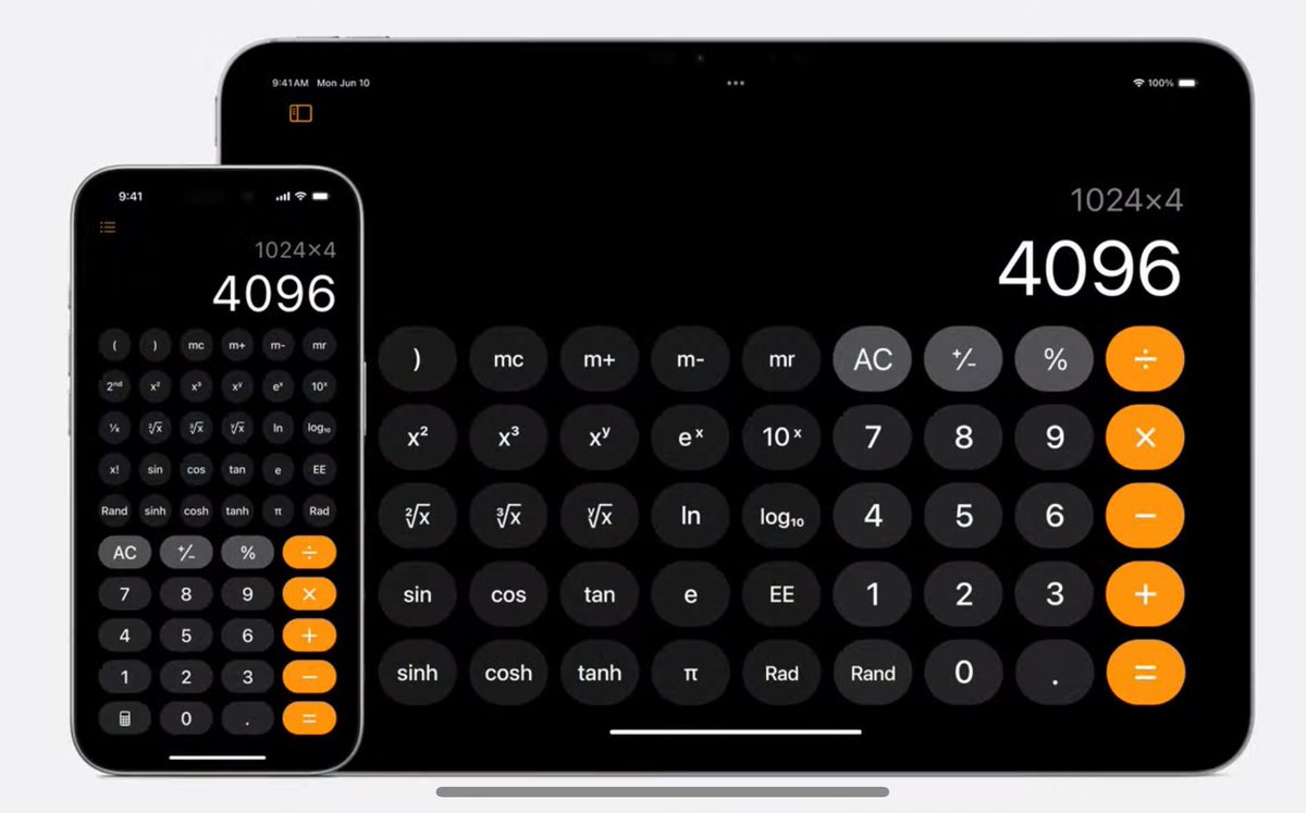 Nach nur 14 Jahren hat das iPad jetzt endlich ne richtige Taschenrechner App 🙌🏻 #wwdc
