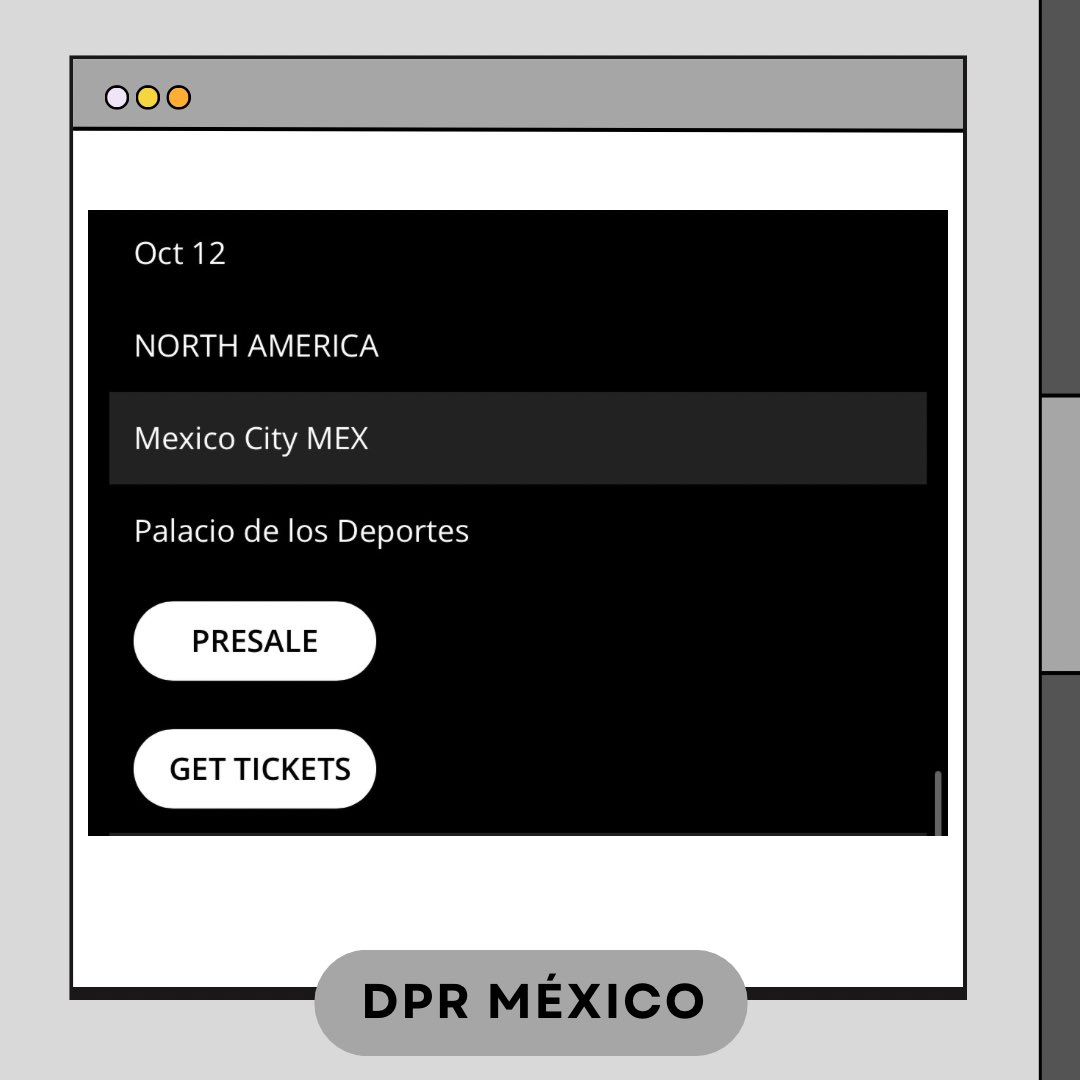 MexicoDPR's tweet photo. Información aún no confirmada por miembros de DPR, esperemos que pronto ✨ 
Al parecer han salido las fechas y recintos para el próximo tour de DPR en la página https://t.co/X1X36KnpPj 👀

Supuestamente será en el palacio de los deportes 👀

#DPRMexico #DPRIAN #DPRARTIC #DPRCREAM https://t.co/W4UnePj2zI