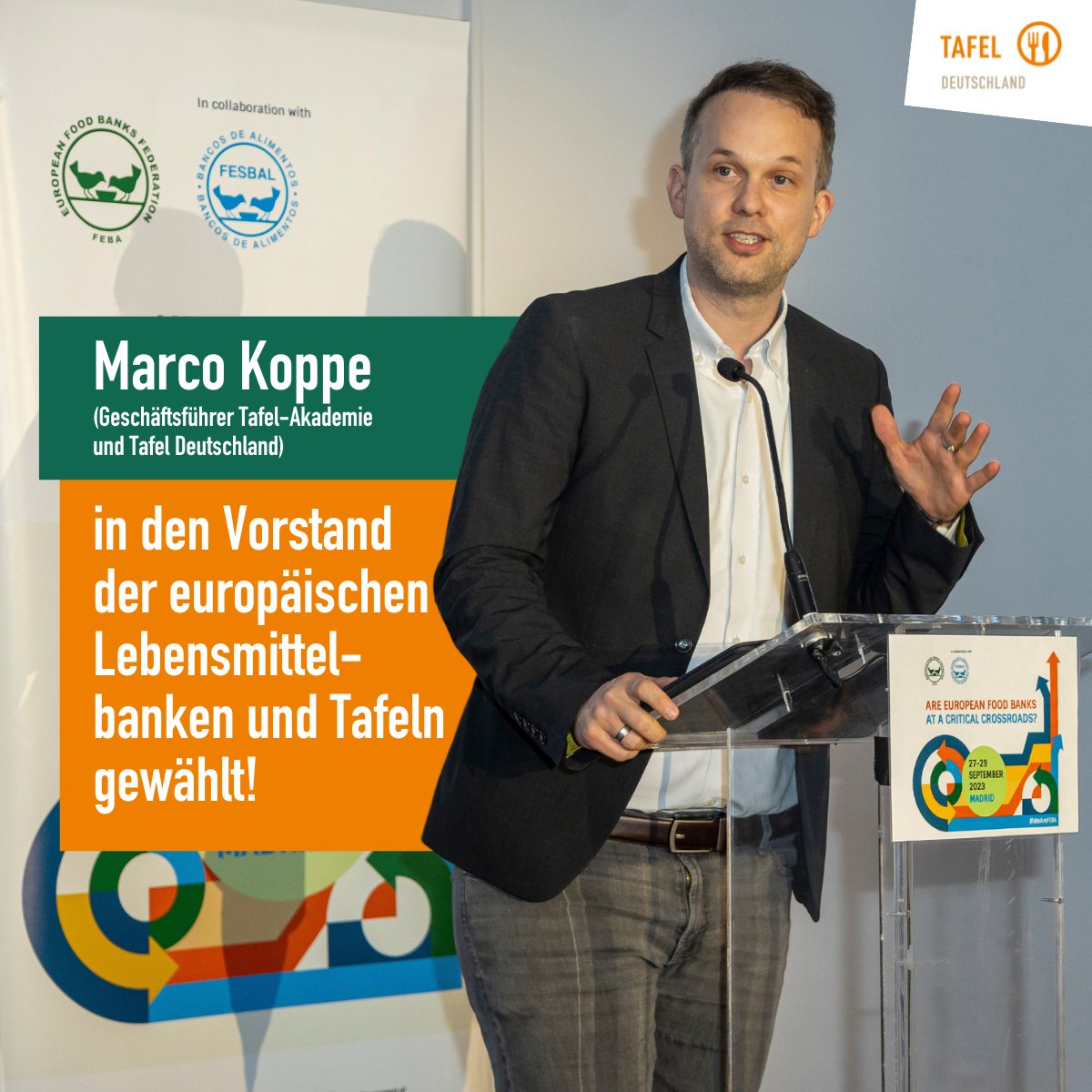 Tafel Deutschland e.V. (@tafel_de) on Twitter photo Wir halten die europäische Solidarität hoch und freuen uns,dass unser GF <a href="/MarcoKoppe/">Marco Koppe</a> ab heute Vorstandsmitglied der @eurofoodbanks ist! Auf europäischer Ebene wird er sich mit der FEBA bei Politik,Wirtschaft+Gesellschaft gegen Lebensmittelverschwendung + Ernährungsarmut einsetzen Wir halten die europäische Solidarität hoch und freuen uns,dass unser GF <a href="/MarcoKoppe/">Marco Koppe</a> ab heute Vorstandsmitglied der @eurofoodbanks ist! Auf europäischer Ebene wird er sich mit der FEBA bei Politik,Wirtschaft+Gesellschaft gegen Lebensmittelverschwendung + Ernährungsarmut einsetzen