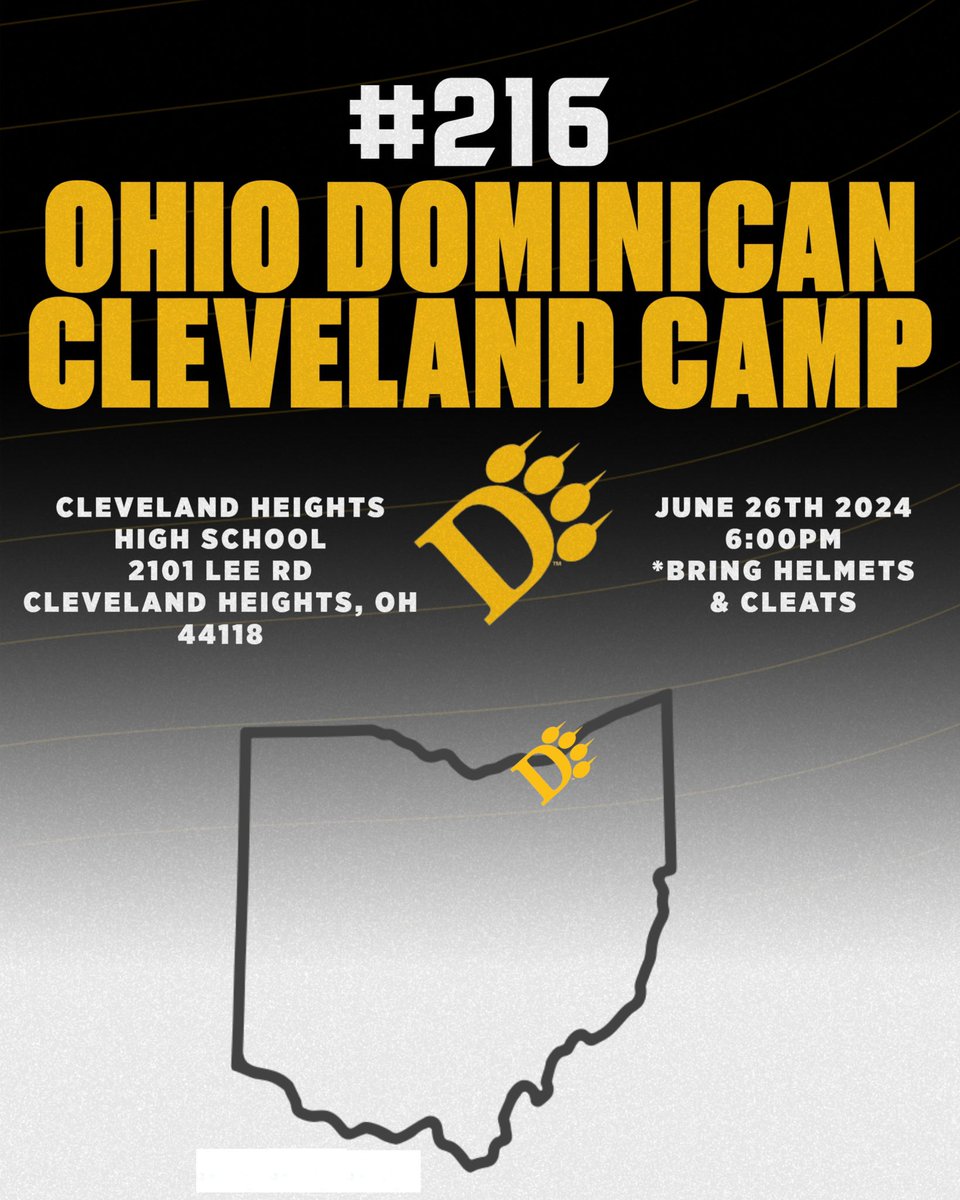 OhioDominicanFB's tweet photo. Make sure to sign up for our Satellite Camps!! We are 2 weeks out!! Come on out &amp; COMPETE!!

🗓️6.24 📍Cincinnati #513
🗓️6.25 📍Dayton #937
🗓️6.26 📍Cleveland #216

Click the link below to sign up!⬇️

https://t.co/yLFXULzLUl https://t.co/y8zSTFDoV3