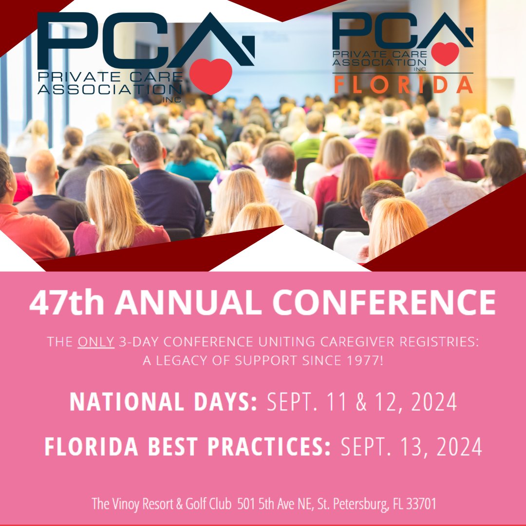 PCA_USA's tweet image. 🚨 Register NOW for the 2024 PCA Annual Conference! Join us Sept 11-13 for top industry insights &amp;amp; networking. Early Bird pricing available! 👉 privatecare.org/event-list/
  #PCA2024 #EarlyBird #Conference