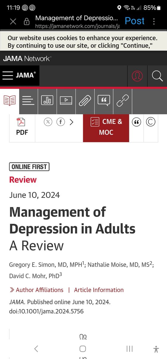 Dr. Carlos Arnaud (@carlos_arnaud) on Twitter photo Publicado hoy en <a href="/JAMANetwork/">JAMA Network</a>
Manejo de la #Depresión
Una revisión rápida para el médico No #Psiquiatra
Open access
jamanetwork.com/journals/jama/… Publicado hoy en <a href="/JAMANetwork/">JAMA Network</a>
Manejo de la #Depresión
Una revisión rápida para el médico No #Psiquiatra
Open access
jamanetwork.com/journals/jama/…