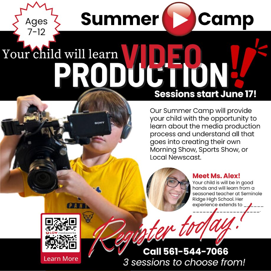 LGW_mediaworks's tweet image. Register now or visit our website at lgwmediaworks.com/camp to learn more and secure your child's spot!

#LGW #LGWmediaworks #BroadcastJournalist #Summercamp #FutureFilmmakers #VideoProduction #creativespaces