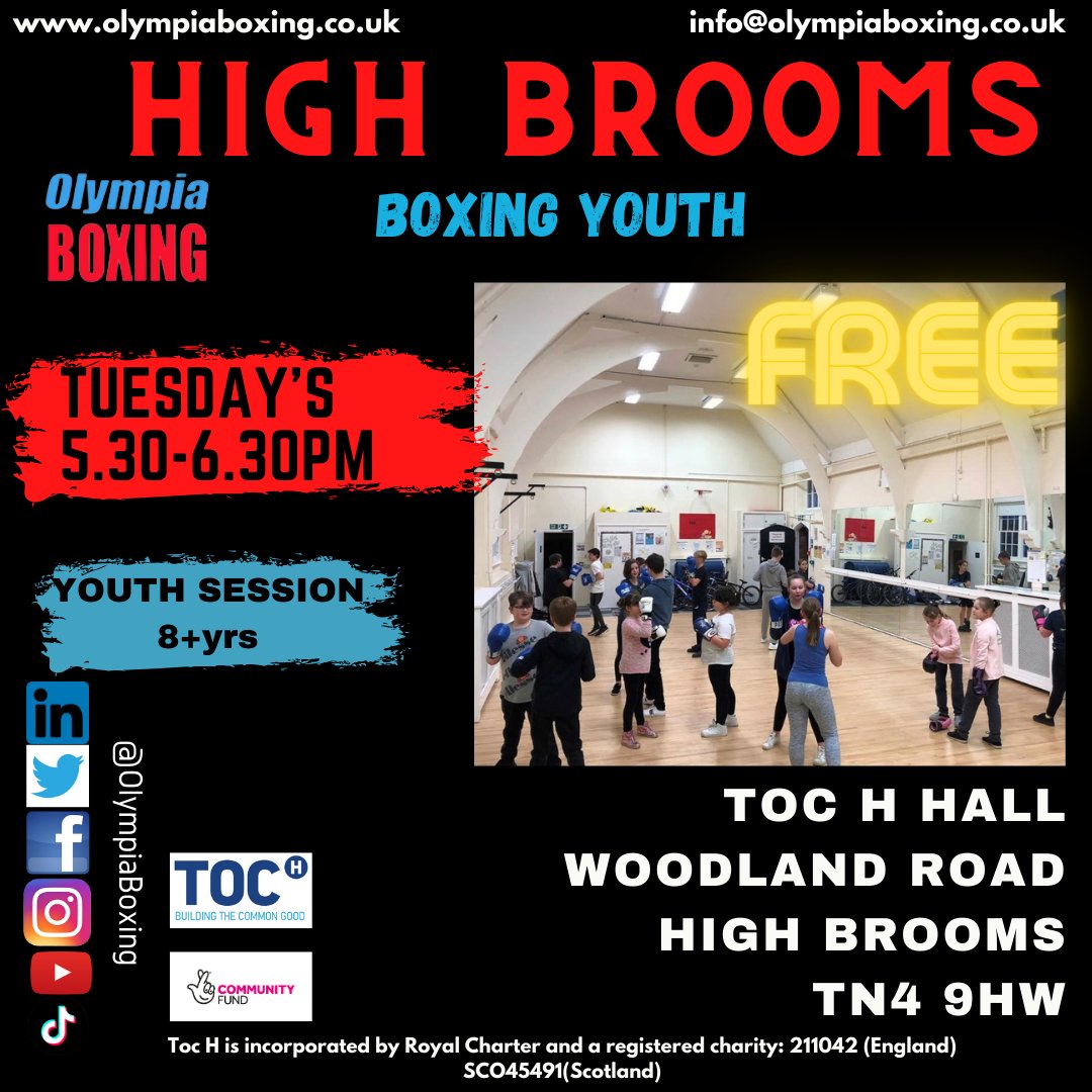 Our free #highbrooms Boxing Youth programme runs every Tuesday 5.30-6.30pm @ the Toc H Hall for young people aged 8+. To book your child onto the programme please DM us quoting HBBY
#doorstepsport #communitysport #boxingtraining #boxingyouth #youngpeople #sportchangeslives
