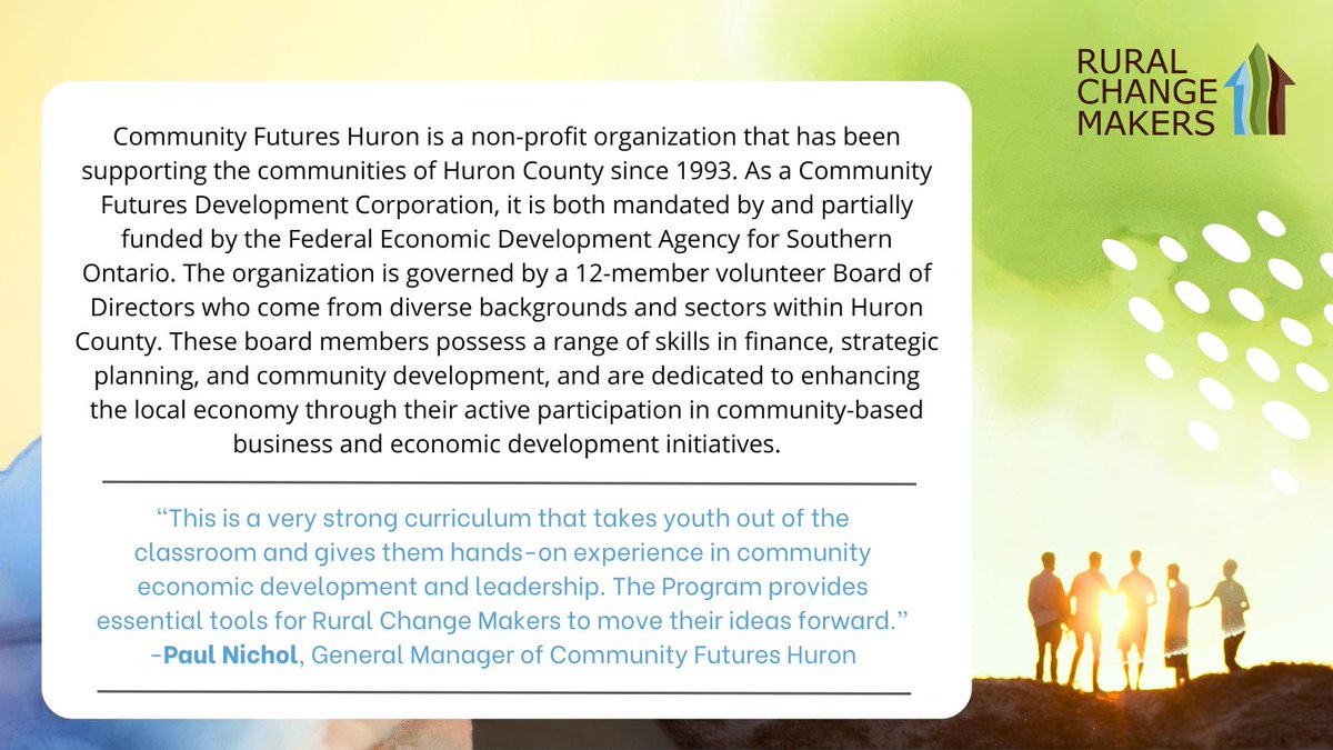 Thank you, RCM Partner <a href="/CFHuron/">Community Futures Huron</a>, for supporting local youth on a shared learning journey through the 2024 Rural Change Maker program! #LeadYourFuture #RCM2024