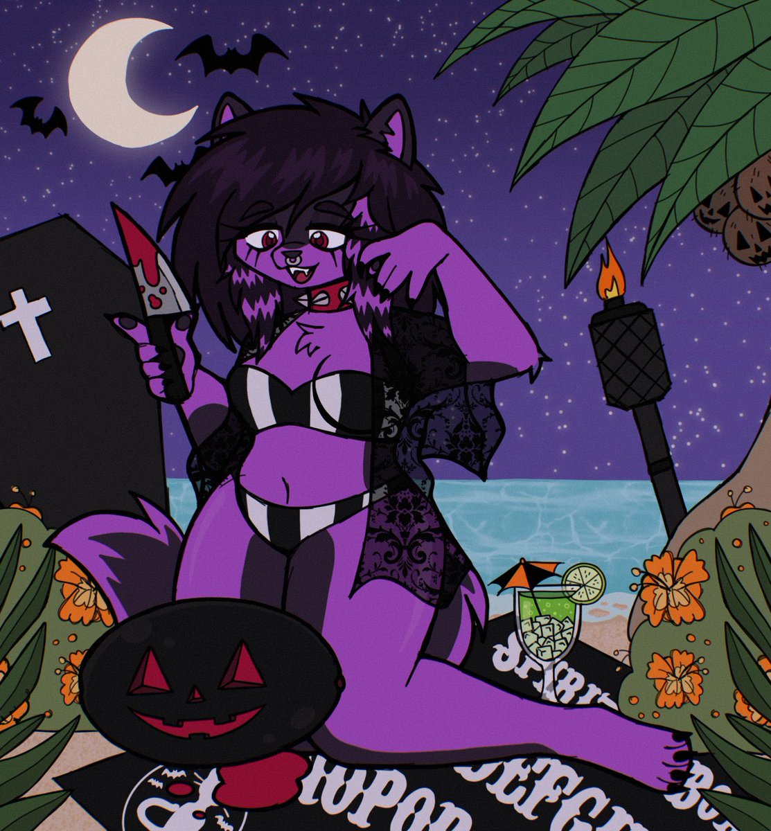🦇🥥 Summerween YCH for <a href="/sub_terranean/">Terra (Subterranean)</a> 🥥🦇