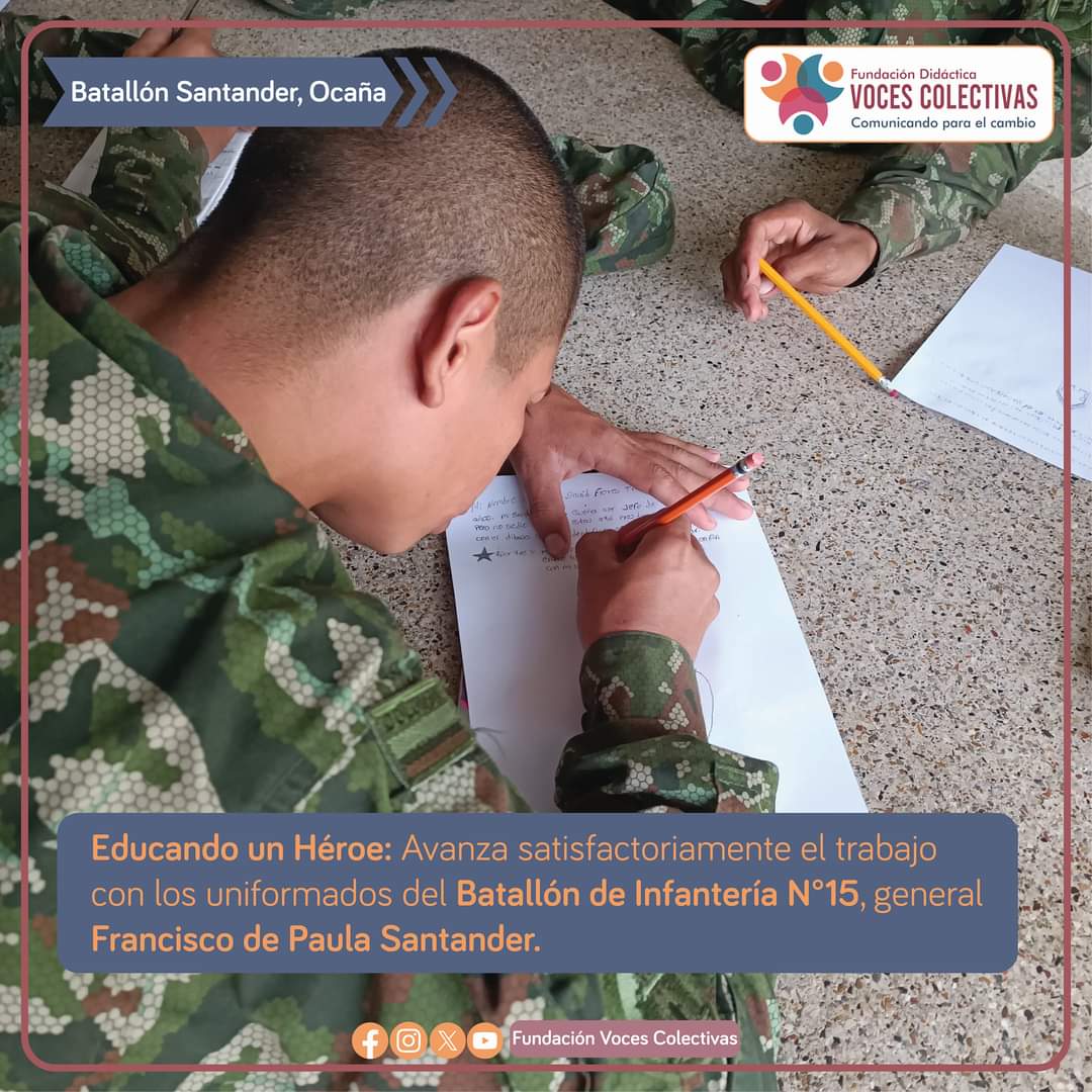 VColectivas's tweet photo. #EsNoticia 🗞️ || Avanza satisfactoriamente el trabajo con los Soldados del Batallón Santander.

📲: https://t.co/HIalEm8FEK
.
.
.
#FundaciónVocesColectivas #Ocaña #BatallónSantander #EducandoUnHéroe https://t.co/aiJ6UNElBu