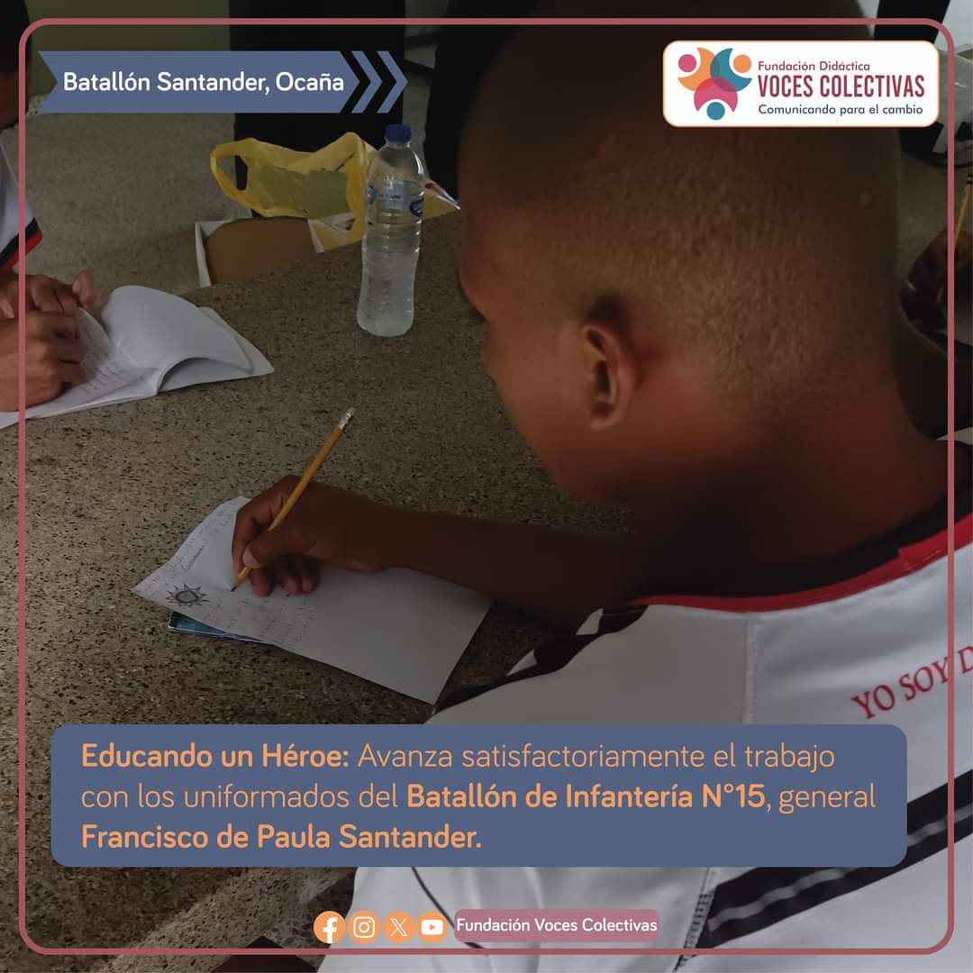 VColectivas's tweet photo. #EsNoticia 🗞️ || Avanza satisfactoriamente el trabajo con los Soldados del Batallón Santander.

📲: https://t.co/HIalEm8FEK
.
.
.
#FundaciónVocesColectivas #Ocaña #BatallónSantander #EducandoUnHéroe https://t.co/aiJ6UNElBu