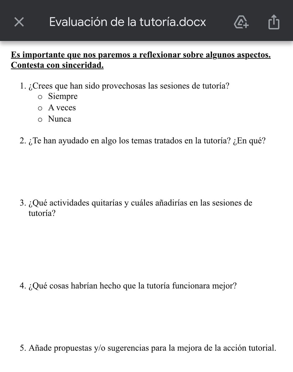clasehistoria79's tweet image. Se acercan las últimas clases del curso y con ellas la evaluación que paso al alumnado sobre las asignaturas que imparto y la tutoría. Aún están en borrador, ¿alguna sugerencia? #claustrovirtual #claustrovirtualsecundaria #evaluaciondocente #clasesdegeografiaehistoria #tutoria
