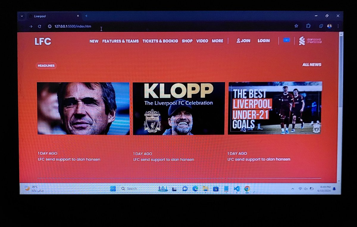 asad_apdi's tweet photo. Trying Liverpool website 
#icancode 
#100daysofcode 
#RiseAcademy #RiseToCode https://t.co/ep7ZkNzGf6