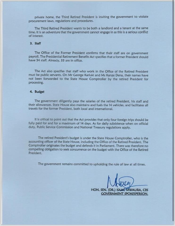 Government accuses President Uhuru of demanding Ksh140 million cars, own house to be rented as his office.