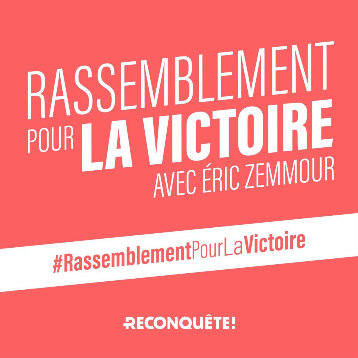Allez les amis <a href="/Reconquete_off/">RECONQUÊTE !</a> on va inonder X ! on va leurs en faire manger du Zemmour 💪❤️. Je compte sur vous ! 

#RassemblementPourLaVictoire 🇫🇷
#AvecEricZemmour