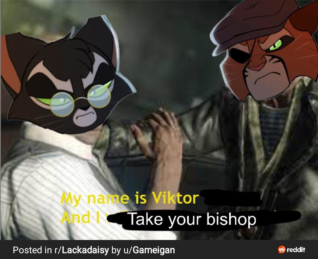 DAILY LACKADAISY MEME: DAY 135

he finally got some revenge for his knee.

Posted by: u/Gameigan

#lackadaisy #lackadaisycats #lackadaisymeme #lackadaisycomic #lackadaisymordecai #lackadaisyviktor 

Ft: <a href="/daily_heller/">daily mordecai</a> &amp; <a href="/DailyVikt0r/">Daily Viktor Vasko</a>
