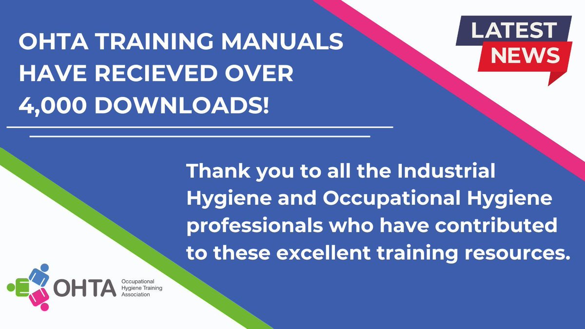 OHTA is pleased to report that since the release of the OHTA Student Manuals at the beginning of 2024, there have been over 4,000 downloads!

Select from our student manuals: buff.ly/3V5HyaG 

#OHTA #OccupationalHygiene #IndustrialHygiene #OHLearning