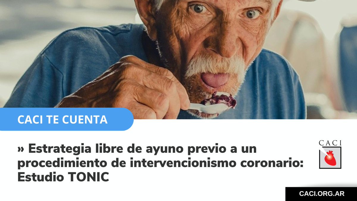 CACIarg's tweet photo. Estrategia libre de ayuno previo a un procedimiento de intervencionismo coronario: Estudio TONIC, por el Dr. @CMGarmendia

🔗 Léalo en https://t.co/AW2LxMX3OQ

#CAD #ATC #ayuno #vómito #nonfasting #TONIC #intervencionismo #coronary #injury https://t.co/0Gbhj7pDbS