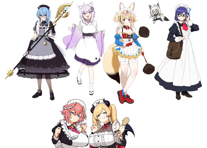 フブさんがメイドに飢えている様子なので詰め合わせ置いとこか(喫茶ではない)
#メイド喫茶ホロライブ 