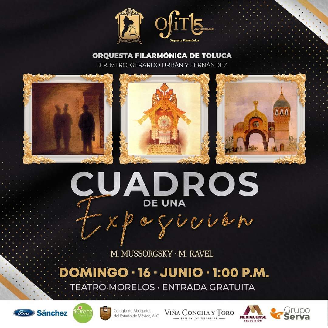 🎷🖼️ Transpórtate en un mundo lleno de imaginación y creatividad con el concierto “Cuadros de una Exposición” del talentoso compositor Mussorgsky. 🎶🤵🏻‍♂️

📅 DOMINGO 16 de junio | ⏰ 1:00 P.M. | 📍 Teatro Morelos. | 🎟️ Entrada gratuita.