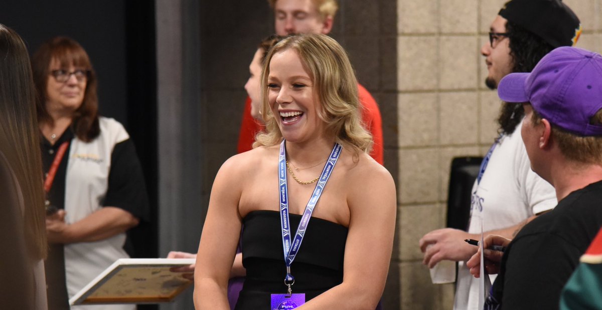 PWIH's tweet photo. It’s Purple Carpet time for @SarahFillier91 at @thepwhlofficial Draft! 📸 https://t.co/GLB8CIYQNg