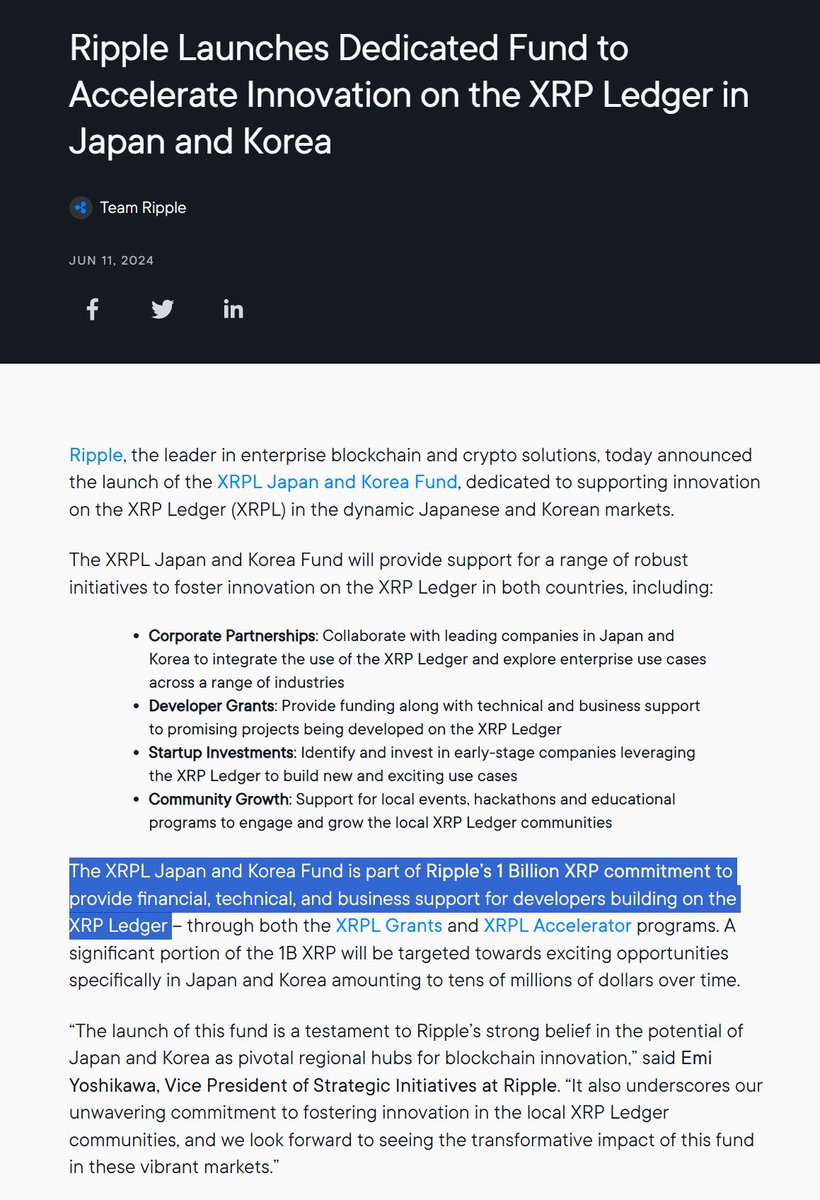 ChadSteingraber's tweet photo. Ripple commits 1Billion #XRP to Japan and Korea to further develop on the XRP Ledger.

Japan👍 https://t.co/hiqmbe6lFk