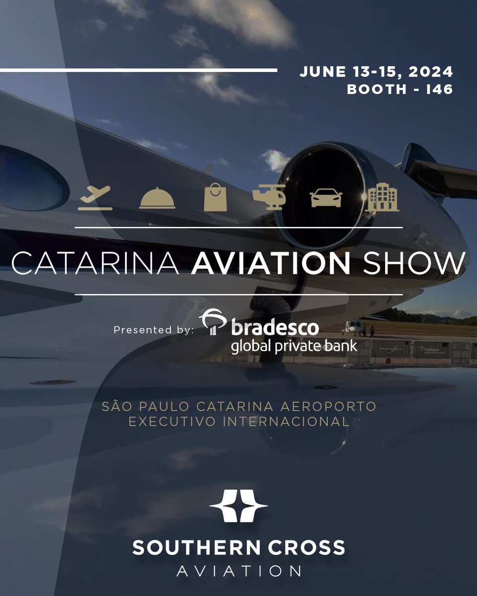 SCrossAviation's tweet photo. We will be at the Catarina Aviation Show from June 13th to 15th at the São Paulo Catarina Executive International Airport. Visit us at booth 146 to explore the latest from Southern Cross Aviation. We are excited to connect with you! 🛩️ #CatarinaAviationShow #SãoPauloCatarina https://t.co/INGobwoMGG