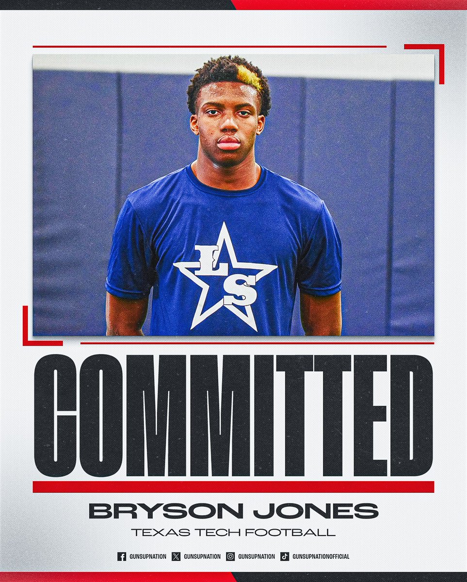 THE NAลฆION (@gunsupnation) on Twitter photo ๐ ๐๐ข๐ ๐ ๐๐ง๐ง๐๐: <a href="/TexasTechFB/">Texas Tech Football</a> lands the commitment of 4โญ WR Bryson Jones (<a href="/BrysonJones__/">๐ฉ๐๐๐๐๐ ๐ฑ๐๐๐๐โข๏ธ</a>)! Welcome to the 806! ๐ ๐๐ข๐ ๐ ๐๐ง๐ง๐๐: <a href="/TexasTechFB/">Texas Tech Football</a> lands the commitment of 4โญ WR Bryson Jones (<a href="/BrysonJones__/">๐ฉ๐๐๐๐๐ ๐ฑ๐๐๐๐โข๏ธ</a>)! Welcome to the 806!