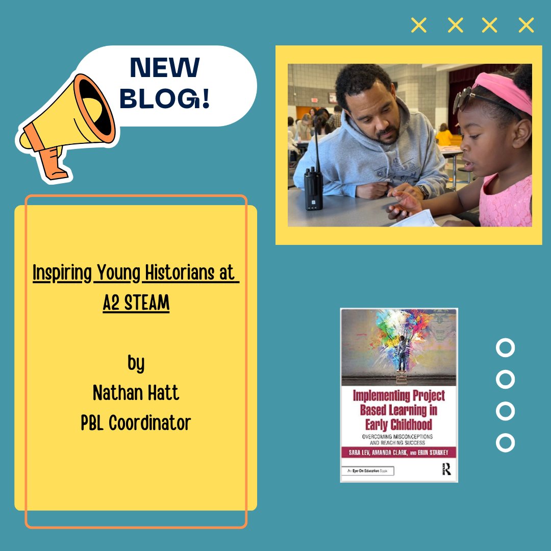 Read our latest blog by Nathan Hatt, PBL Coordinator at A2 STEAM. In this project, 1st graders answered the DQ, “How can we teach others about the history of our school?”
Also, check out other resources on the bit.ly/ECPBLsite like the project bank or self-paced course.