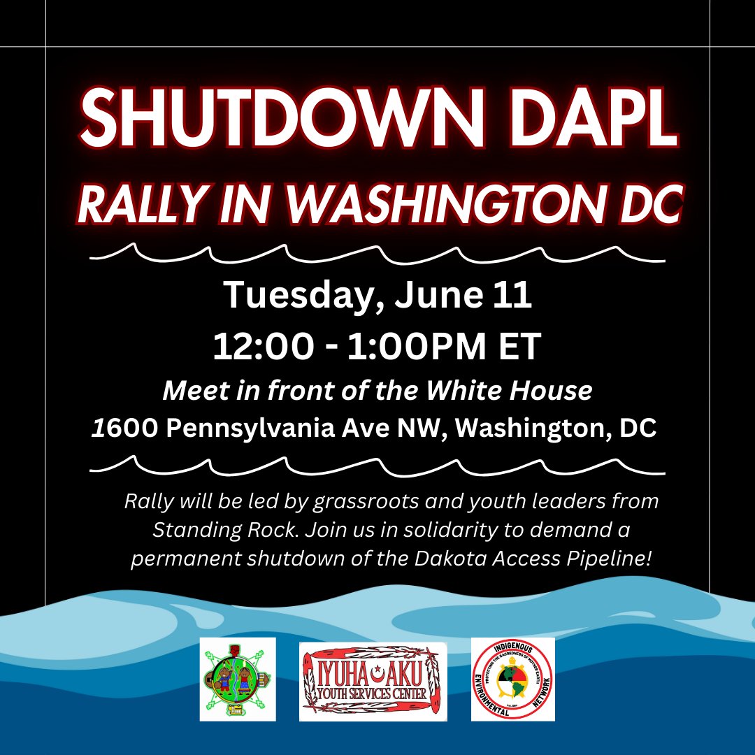 jtalliance's tweet photo. Join the powerful movement on June 11th, as we gather in front of the White House to support Standing Rock and demand action! @POTUS @USACEHQ 

Register: https://t.co/B3j1YfPtQX

#ShutdownDAPL #IndigenousSovereignty https://t.co/DpIOJvXtQe