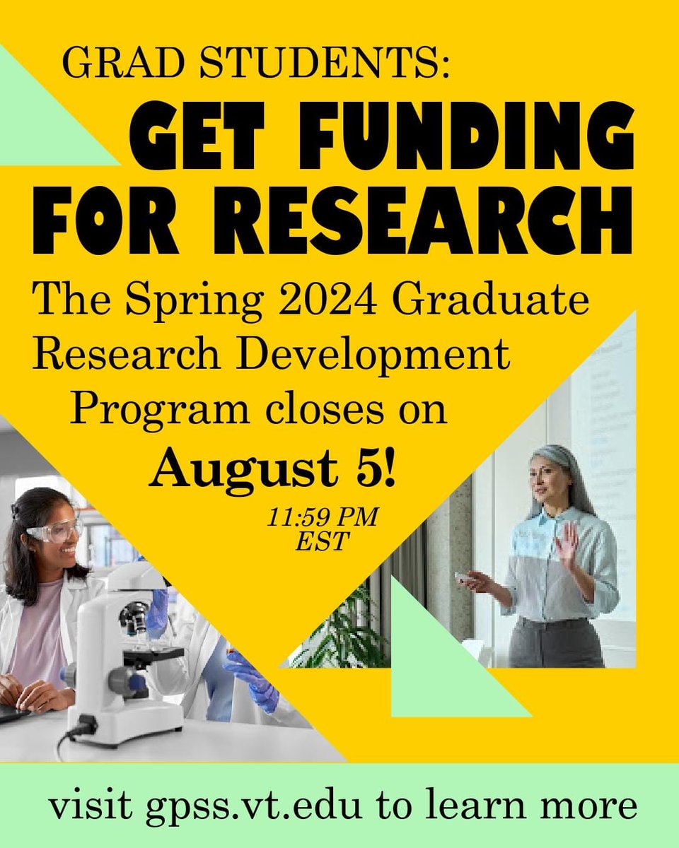 The Fall GRDP funding application opened today! Submit your application before August 5th at 11:59pm EST.