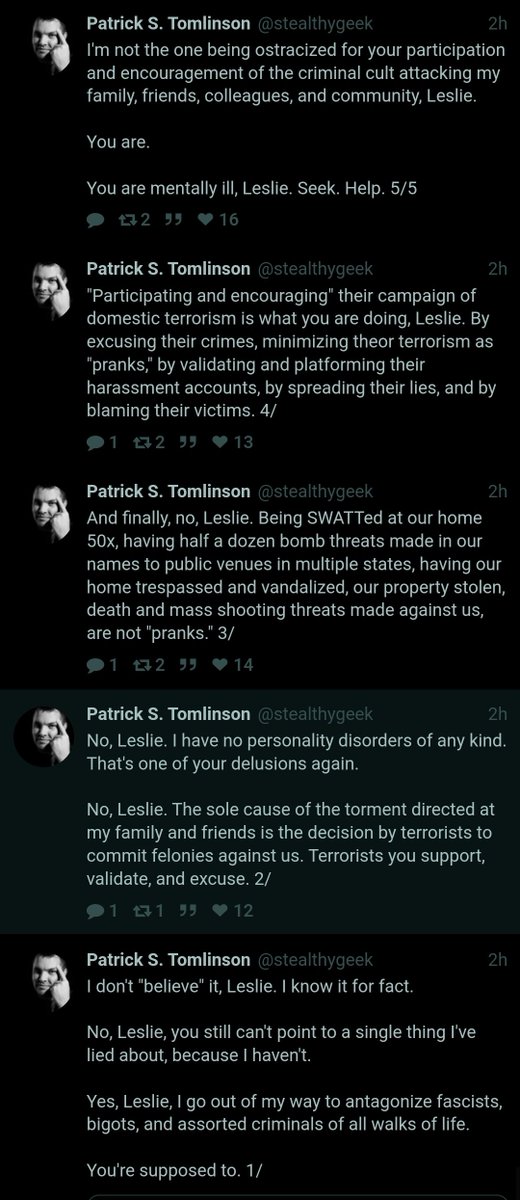 virtuallyleslie's tweet photo. Real victims don't taunt their attackers. It is disgusting that Mr. Tomlinson uses language coded for actual victims, instead of the antagonistic, bombastic instigator he actually is

The only people who still believe you, Mr. Tomlinson, are the very easily misled. Your sycophants don't even believe you, they just hope you might be important some day and you'll remember them. Of course, being just like D. Trump, you'd turn your back on them immediately, but you're never going to be anything but an almost-happened, fizzled-out wannabe

BTW, good job showing how completely unaffected you are by me. I've got a special nook in your head, and you just keep giving me more and more space. I'd feel sorry for your wife, what with you agonizing over me daily, but she doesn't seem any more decent than you
#ClusterBBoy #Narcissists #personalitydisorder #washedup #fail #nopublisher #authorfail #AuthorUpROAR #pisspoor