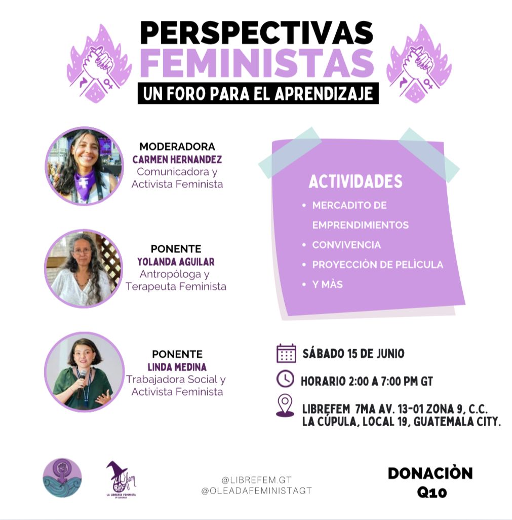 oleadafemgt's tweet photo. ¡Te invitamos a un espacio de diálogo e intercambio en "Perspectivas Feministas: Un Foro para el Aprendizaje"! ✊🏻🩷

Únete a nuestra actividad que en conjunto con LIBREFEM hemos planeado. ✅️

En este espacio podrás escuchar a personas aporta su experiencia y conocimientos. 🥳 https://t.co/V8QVZEMGcj