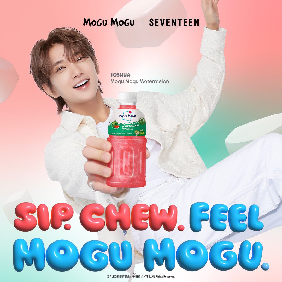 A sweet and refreshing feeling with Joshua 🍉What's your go-to Mogu Mogu flavor? Share below and let's spread the love! 💖🍉
Disclaimer: Available in specific territories only.
#MoguMoguxSEVENTEEN #SipChewFeelMoguMogu #MoguMogu #GottaChew