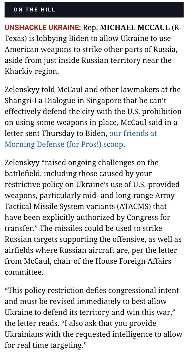 Oksana_Wise2's tweet photo. House FA Committee Chairman #McCaul stated that restrictive policy on the use of #ATACMS for strikes inside #Russia defied initial intent,explicitly authorised by #Congress&must be revised immediately by WH administration to allow #Ukraine defend&win the war #LetUkraineStrikeBack https://t.co/2HZBuXf3c5