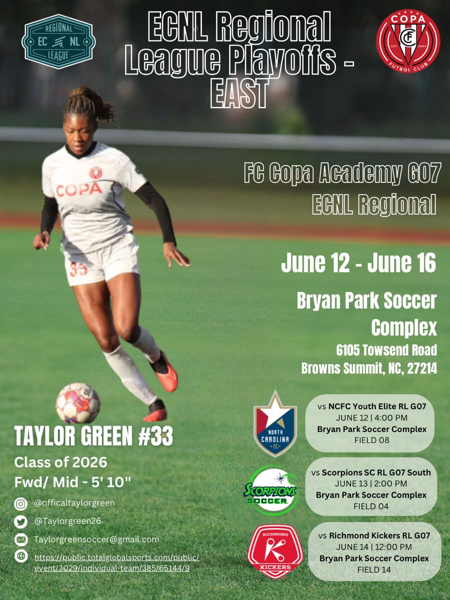 TaylorGreen26's tweet photo. Playoff time! NC Bound #FCCOPAG07 #ECNLRegional https://t.co/mOIgkv10E0