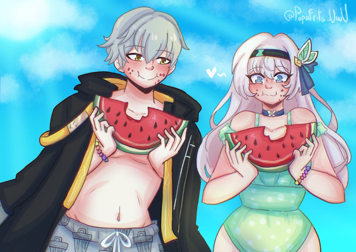 PapaFrita_UwU's tweet image. Summer BREAK 🦝🦈🍉

 @calebyen @AnalesaFisher  👀✨

#Firefly #Caleus #HonkaiStarRail #MomentsWithFirefly
