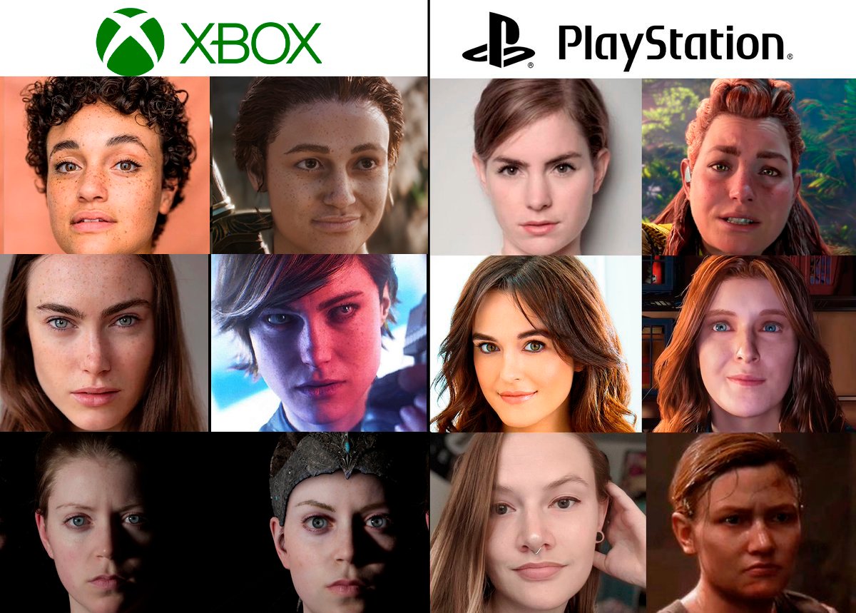 poliwa_93's tweet photo. 🟩Xbox: Vamos a contratar a modelos y las vamos a hacer de forma idéntica en nuestros videojuegos.

🟦Sony: Vamos a contratar a supermodelos para convertirlas en monstruos en el juego final. https://t.co/WZKdaanSWA