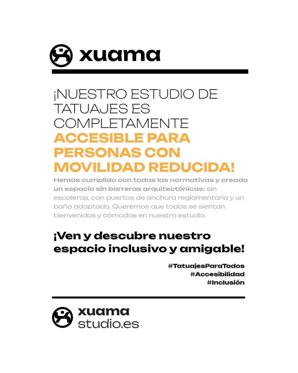 Ante las consultas recibidas estos días, queremos informaros que ¡nuestro estudio de tatuajes es completamente accesible para personas con movilidad reducida! 
#TatuajesParaTodos #Accesibilidad #Inclusión