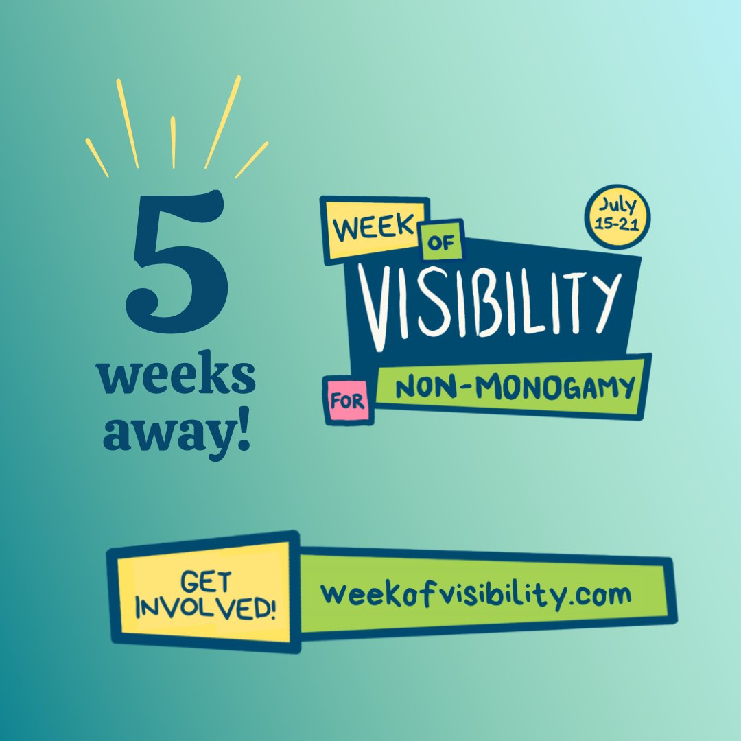 openloveorg's tweet photo. The Week of Visibility for Non-monogamy is FIVE WEEKS away – July 15-21! Have you marked your calendar and sent a save the date to your community yet? https://t.co/K0Q5nTNaC5 https://t.co/7L7SaWzjwk