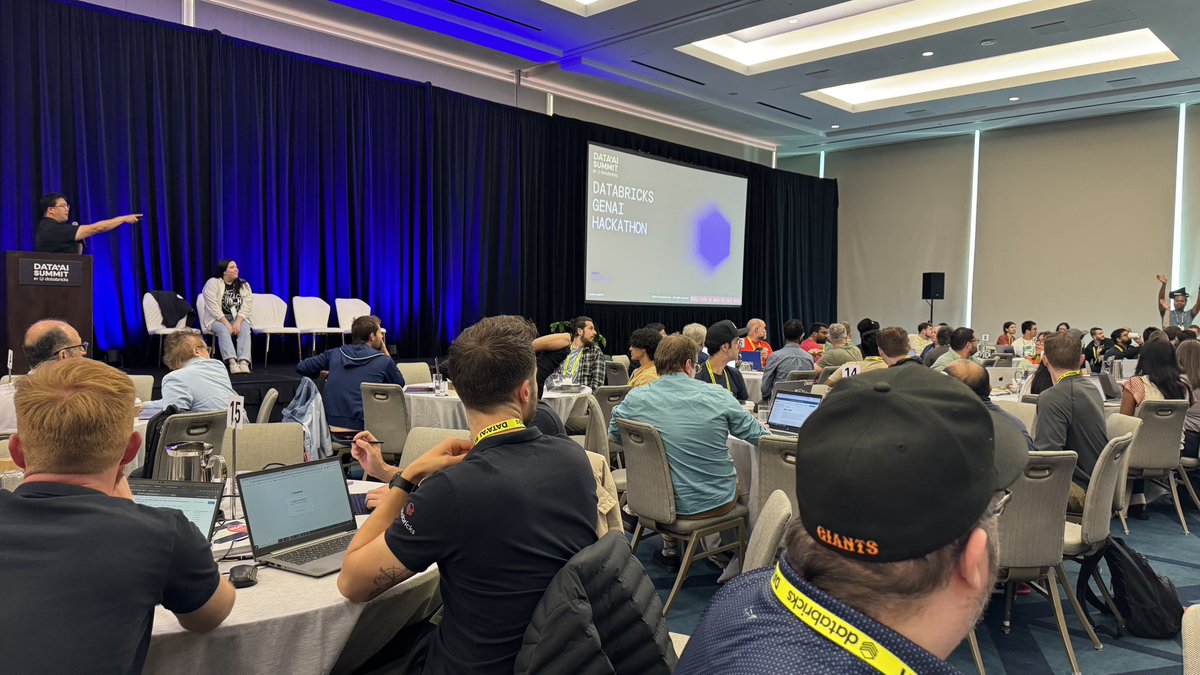 NisunSun's tweet photo. AI + DataScience Summit at SF. Joined force in AI Application Hackathon, teamed up and built up TalenrAI application to help organizations identify, evaluate and recruit top talent using AI-powered insight from PDL (people data lab). #ai #databricks #datascience https://t.co/DhJDwTrURU