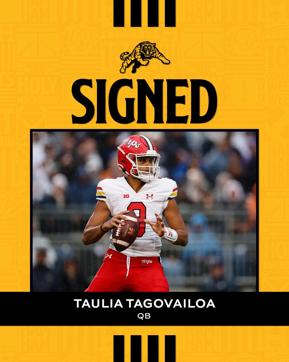 ticats add Big Ten's all-time passing yards leader Tagovailoa 👀

We've signed 🇺🇸 QB Taulia Tagovailoa

🗞️ | bit.ly/3VBdN36

#TheHammer