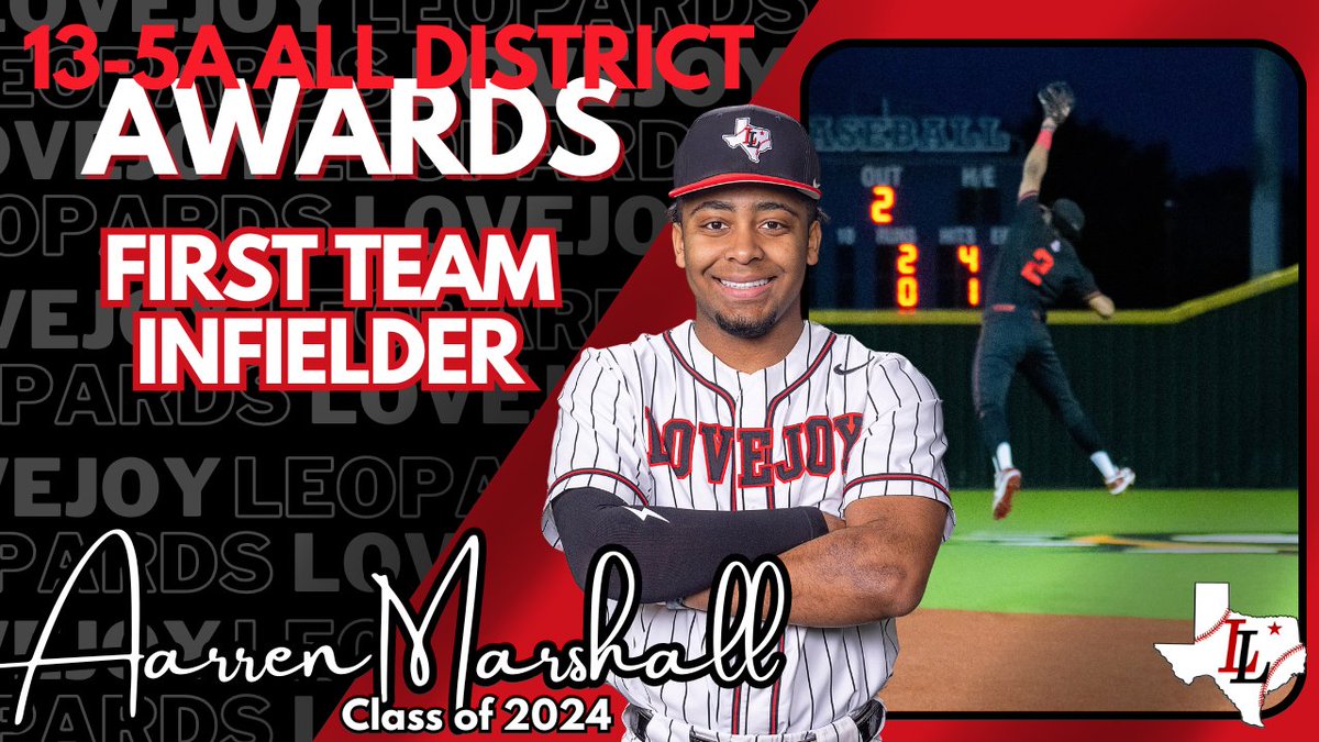 🎉Let's hear it for <a href="/AarrenMarshall/">Aarren Marshall</a> !🎉 13-5A First Team Infielder.  Congratulations on an amazing season! Thank you for your leadership!  Good Luck at ULL next season.