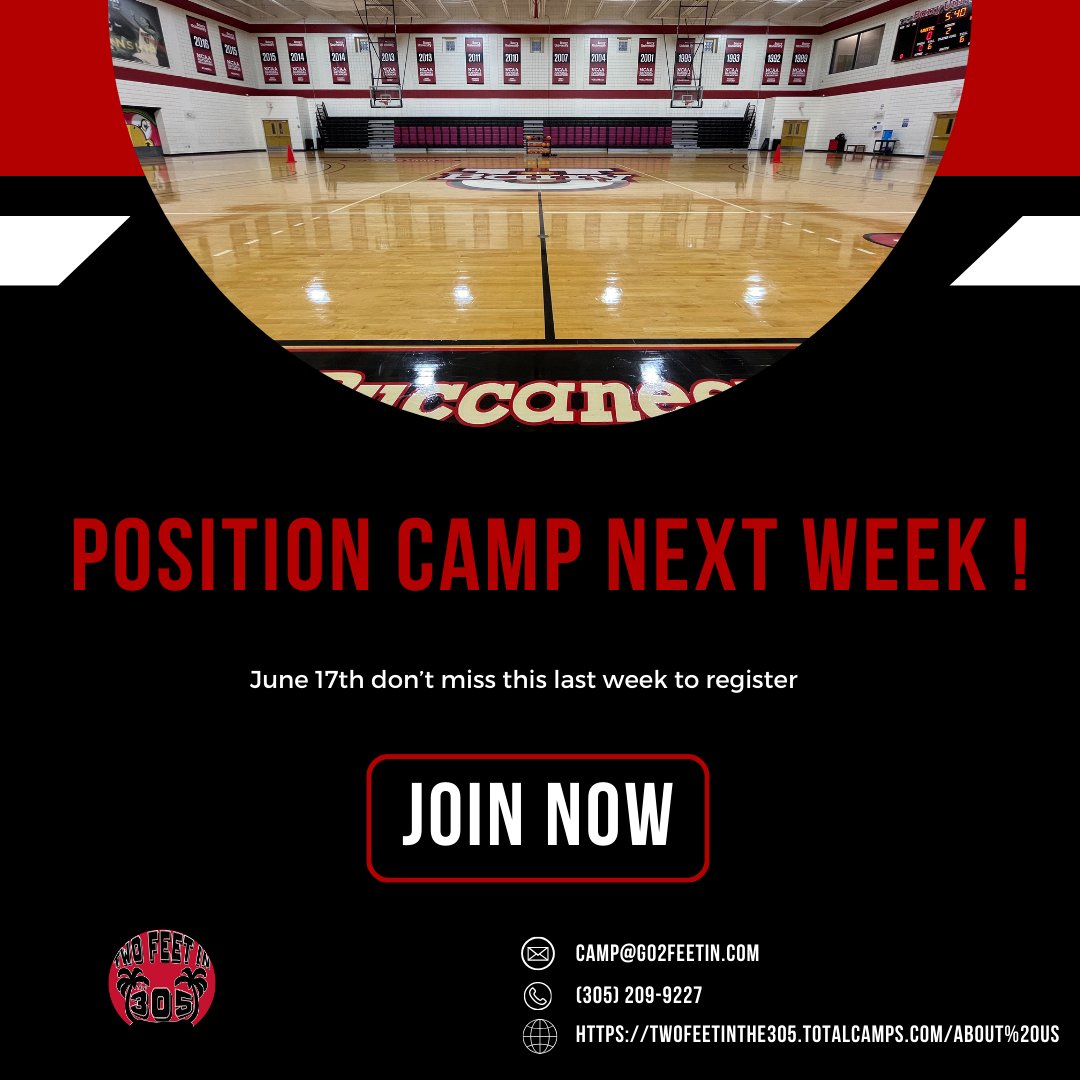 Two Feet In the 305 (@twofeetinthe305) on Twitter photo You are looking for a POSITION camp? We got you! Our first camps start Next week! You can still register this week for the 17th !
#positioncamp #BasketballCamp2024 #miamilife #wbb#girlscanhooptoo You are looking for a POSITION camp? We got you! Our first camps start Next week! You can still register this week for the 17th !
#positioncamp #BasketballCamp2024 #miamilife #wbb#girlscanhooptoo